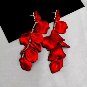 Elegant rose petal statement earrings